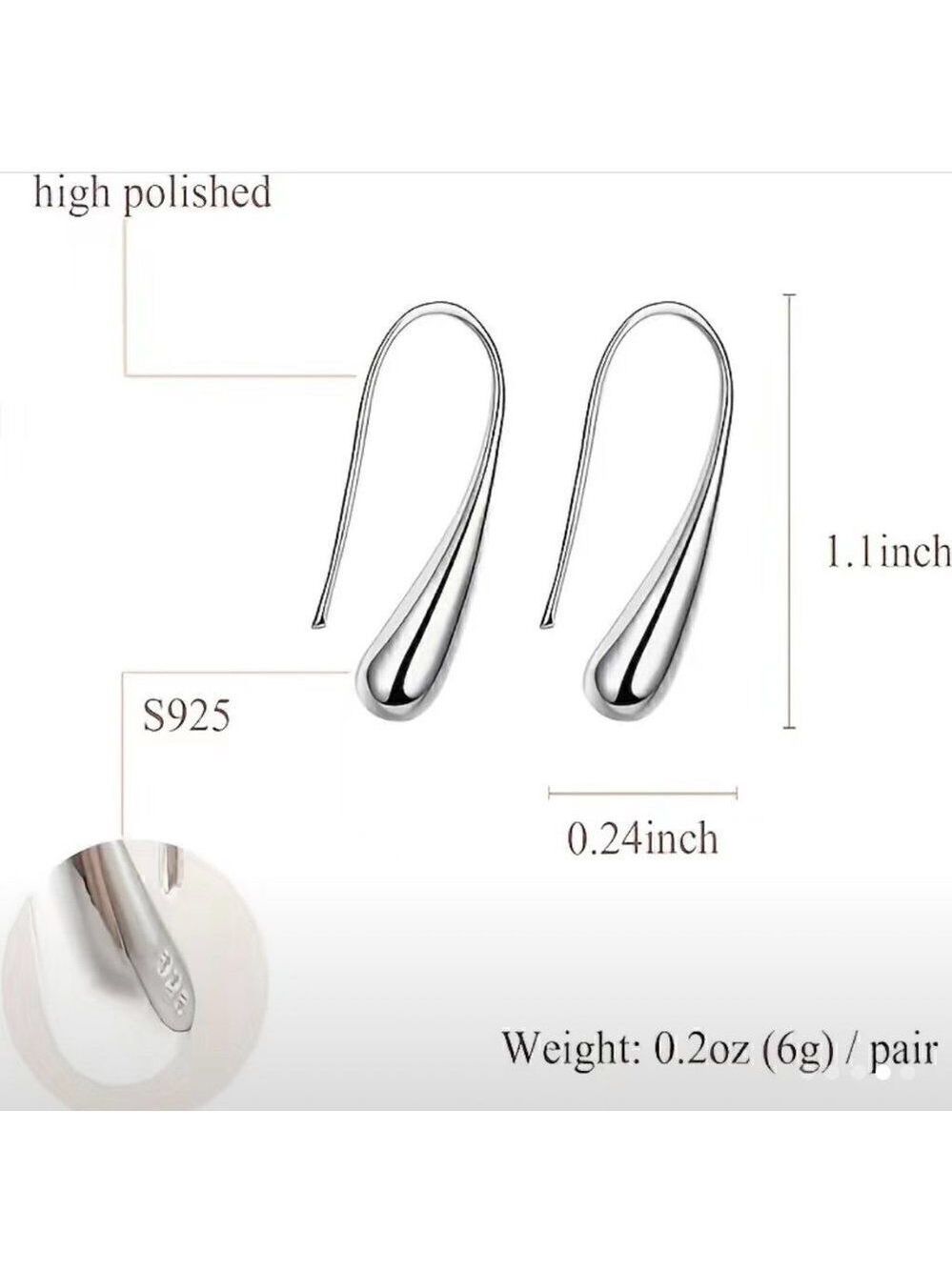 S925 Silver Water Drop Earrings #623 - Picture 5 of 5